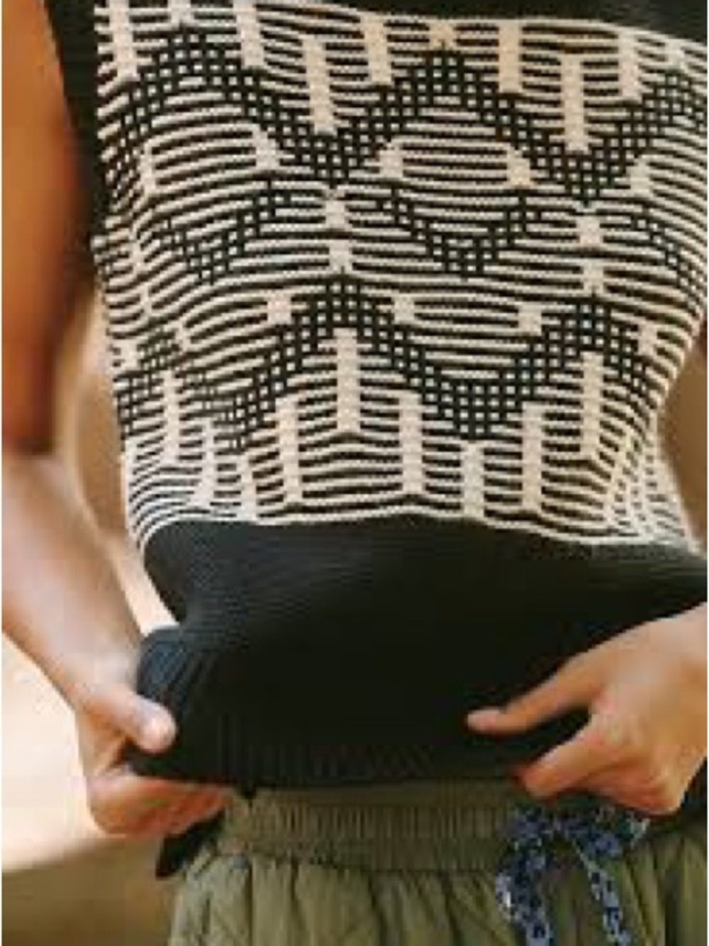Boutique Favorite! Varley Oline Fairisle Knit Vest Top Geometric Black/Cream NWT